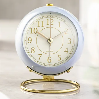 Ретро-будильник с колокольчиком для домашнего офиса, настольный металлический будильник, милые часы для стола, настольные аналоговые часы с бесшумной стрелкой 3,5 дюйма