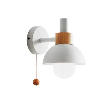 Лампа для прохода на крыльце в гостиной, Скандинавский минимализм, современная прикроватная лампа для спальни, Настенный светильник Macaron (белый)