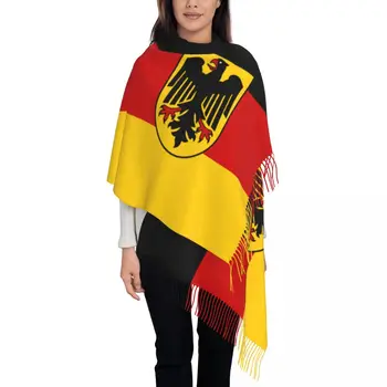 Женские Большие шарфы с флагом Германии, женская зимняя толстая теплая шаль с кисточками, Немецкий патриотический шарф