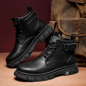 Мужские осенние ботинки делового работника 2023 года в новом британском стиле, мужские черные ботинки на высоком каблуке