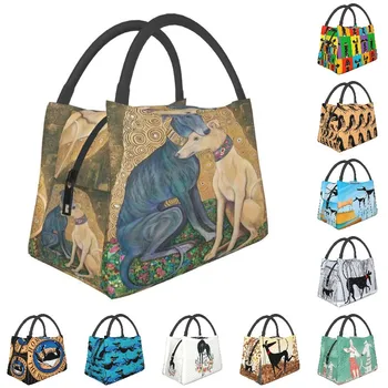 Изготовленные на заказ сумки для ланча Gustav Klimt Greyhound Dog Art Мужские и женские ланч-боксы с термоизоляцией для работы, отдыха или путешествий