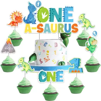 Праздничный торт One a Saurus, Топперы для Кексов, Декор в виде Динозавра, Принадлежности для 1-го Дня Рождения One a Saurus, Принадлежности для Дня Рождения