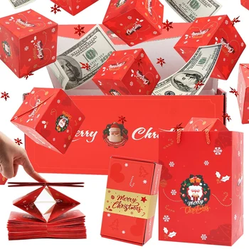 Взрыв подарочной коробки-сюрприза для денег, Уникальный складной прыгающий красный конверт, подарочная коробка с конфетти, роскошный подарок-взрыв наличных