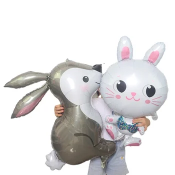 Воздушный шар с зайчиком, мультяшный милый воздушный шар с кроликом, игрушечный воздушный шар с длинными ушами, воздушный шар для детского дня рождения, украшение для вечеринки воздушным шаром оптом
