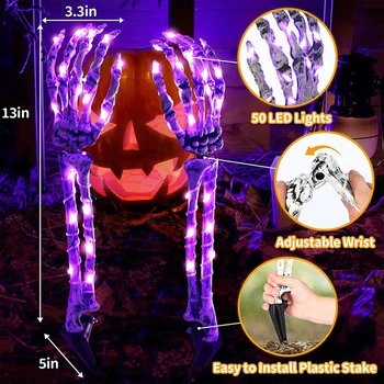 Хэллоуин Светящийся скелет Ручной светодиодный ночник из медной проволоки, гирлянды для Хэллоуина, украшения для дома и двора на Хэллоуин