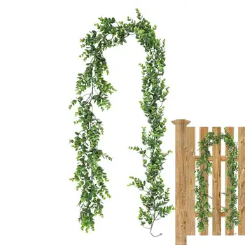 Эвкалиптовая гирлянда, искусственная гирлянда, декор стен, листья эвкалиптовой зелени, Виноградные лозы, растение для свадебной арки