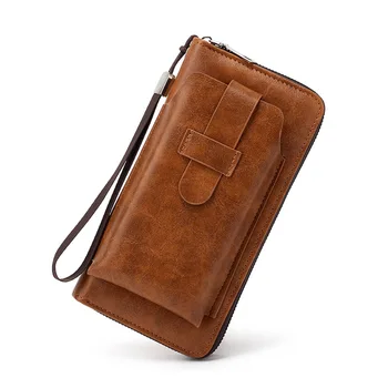 Женская сумочка новая сумка для карт ретро длинная сумка для рук на молнии масляная кожаная сумка для мобильного телефона сумка для монет оптом