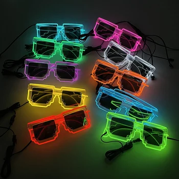 Классические светящиеся EL Очки 10 цветов Популярные солнцезащитные очки Неоновые светодиодные флуоресцентные очки для вечеринок, мигающие на DJ Music Club