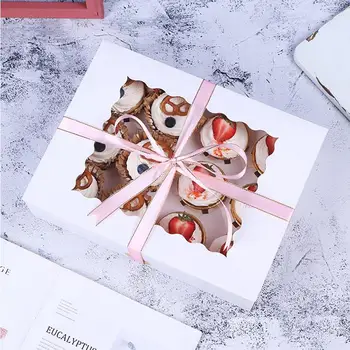 Коробки для кексов из белой бумаги, подарочная упаковка для выпечки кексов своими руками, бумажные коробки для выпечки кексов, сумка для подарков на день рождения
