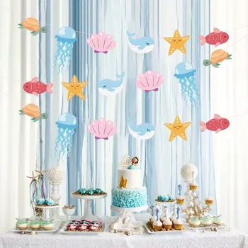 Гирлянда конфетти в океанской тематике, Медузы, морские звезды, украшения для Дня рождения, украшения для детского праздника, украшения для Хэллоуина.