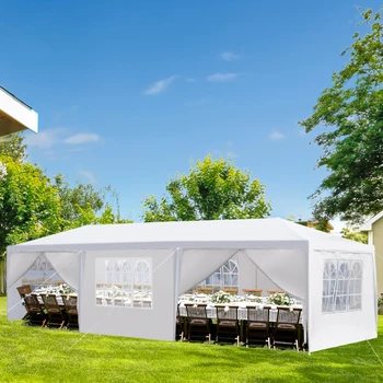 Уличный шатер для вечеринок размером 10x30 дюймов с 8 съемными боковинами, водонепроницаемый навес для свадебной беседки во внутреннем дворике, белый