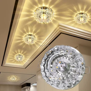 Новый светодиодный хрустальный прожектор Встроенный светильник Потолок гостиной Потолочный светильник Освещение прохода коридора Освещение атмосферы