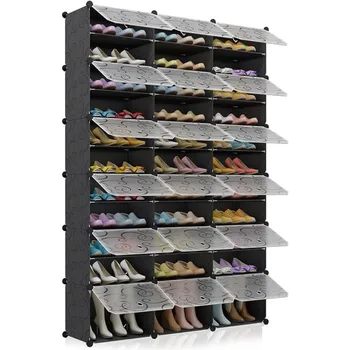 Полка для Обуви Пластиковый Органайзер Для Обуви Штабелируемый Съемный Черный Шкаф Для Хранения Обуви DIY для Прихожей С Дверной Коробкой Для Обуви