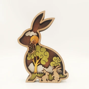 Выдалбливаемый орнамент в виде кролика, деревянный кролик, Настенная скульптура кролика, Пасхальные деревянные украшения