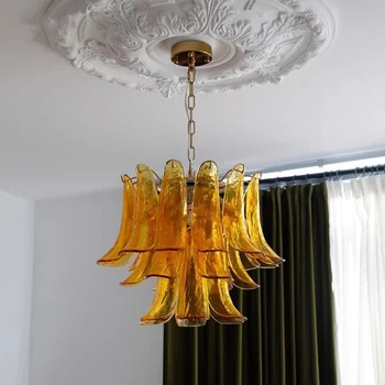 Подвесной светильник из железного стекла AiPaiTe LED с золотым листом стекла, максимальный диаметр 80 см, адаптируемый к ресторану, потолочному подвесному светильнику отеля.