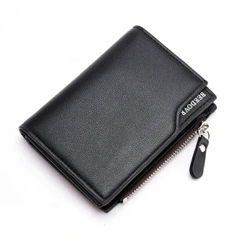 Мужской модный кошелек на молнии, Маленький короткий держатель для кредитных карт с несколькими зажимами, мужской винтажный мини-кошелек на кнопке с карманом для монет
