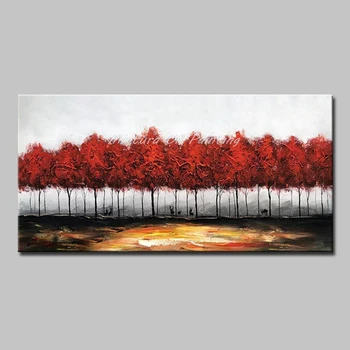 Картины Mintura для стен гостиной, Ряды красных деревьев, Художественный холст, картина, украшение дома, Акриловый холст, без рамки