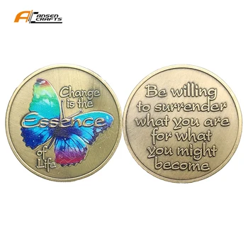 Суть Жизни, Цветной Медальон с радужной бабочкой, монеты для сдачи, Коллекционные Художественные Сувенирные монеты