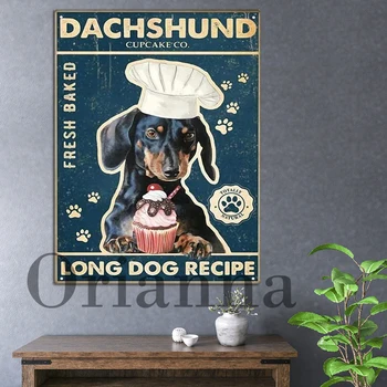 Dachshund Dog Cupcake Co. Забавная выпечка, Винтажные Принты, Плакаты, Современный дом, Гостиная, Декор для ванной комнаты, Картина, Подарок любителю собак