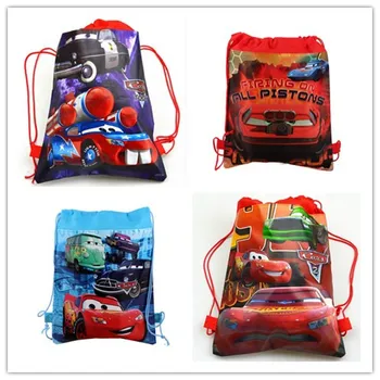 12шт Disney Pixar Cars Lightning McQueen Нетканые сумки на шнурках, детские школьные рюкзаки для плавания, подарки для вечеринки по случаю дня рождения