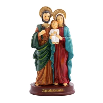 Статуэтка Святого Семейства, поделки, винтажная статуэтка из смолы, элегантные религиозные украшения для дома для христиан и любителей искусства