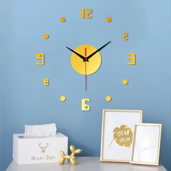 Современные настенные часы, 3D наклейки на стену, сделай сам, съемная художественная наклейка, наклейка на зеркало с кварцевой иглой, наклейка для домашнего декора гостиной