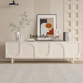 Шкаф для телевизора французского кремового цвета, напольный шкаф для хранения в гостиной небольшой квартиры, мебель для хранения в скандинавском и японском стиле, подставка для телевизора