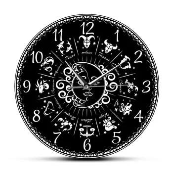 Фантастические знаки гороскопа в античном стиле, настенные часы с бесшумной разверткой, домашний декор, Знак Зодиака, астрология, Знак звезды, современные настенные часы