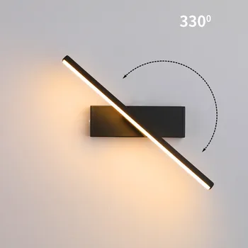 Прикроватный настенный светильник для спальни с возможностью поворота на 330 ° и Регулируемым Углом освещения, Светодиодный настенный светильник для помещений, Простой Светильник из алюминия AC90-160V