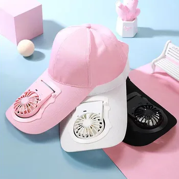 Летняя шляпа-вентилятор USB Зарядка Дышащая Солнцезащитная спортивная кепка для взрослых Складной мини-вентилятор Бейсбольная кепка Регулировка размера/скорости ветра Солнцезащитная кепка