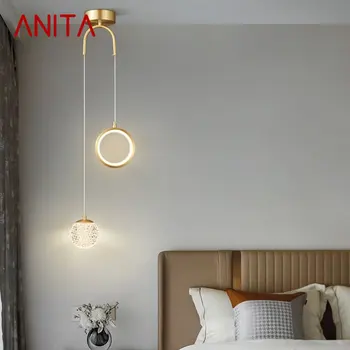 Современная Креативная Латунная Светодиодная Люстра ANITA 3 Цвета, Декоративный Подвесной светильник для дома, спальни
