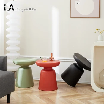 Диван LA Nordic Home, Маленький журнальный столик, Простой современный пластиковый стол для гостиной, креативный угловой стол с круглым краем, Дизайнерский стол