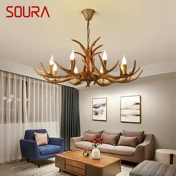Современная светодиодная люстра SOURA, креативный подвесной светильник с оленьими рогами для домашнего декора столовой в проходе