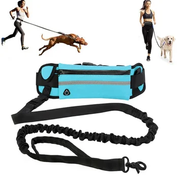 Поводок для собак без рук для бега, ходьбы, Светоотражающий поводок с поясной сумкой, Выдвижной эластичный ремень, тяговая веревка для собак, товары для домашних животных