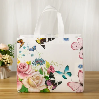 Сумка для покупок из нетканого материала, женская сумка для покупок, водонепроницаемая сумка для покупок с бабочкой, Эко-складная сумка для хранения