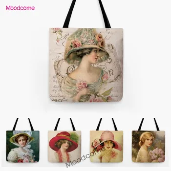 Роскошная Европейская Элегантная Леди, рисованное искусство Викторианской эпохи, стильная Водонепроницаемая Большая сумка для переноски через плечо, декоративная сумка-тоут