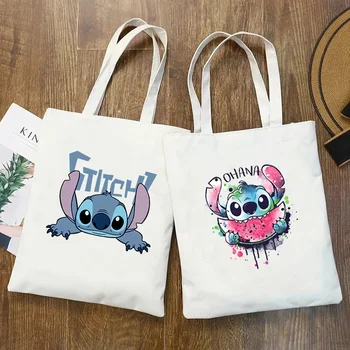 Сумки-тоут Disney Stitch для женщин, хозяйственная сумка с сумочкой, сумка для покупок большой емкости, повседневная женская студенческая сумка-тоут для девочек
