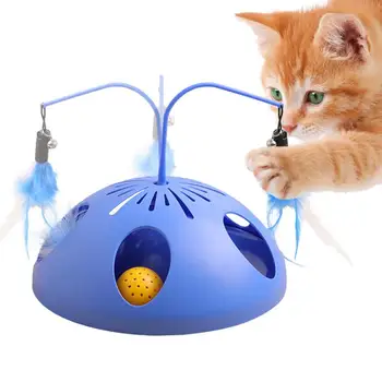 Интерактивная игрушка для кошек Мяч Перо и Колокольчик Автоматическая игрушка для кошек Аксессуары для кошек в помещении Мяч с колокольчиком для спальни кабинета