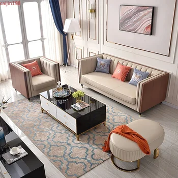 Сшитый на заказ американский легкий роскошный диван в постмодернистском стиле для гостиной, небольшой тип дома, прямой ряд для трех человек, скандинавский