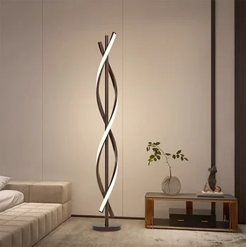 Современный светодиодный торшер с алюминиевой спиралью для дивана рядом со спальней, гостиной, Вертикальным декором интерьера, прикроватной тумбочкой для кабинета, домашним освещением