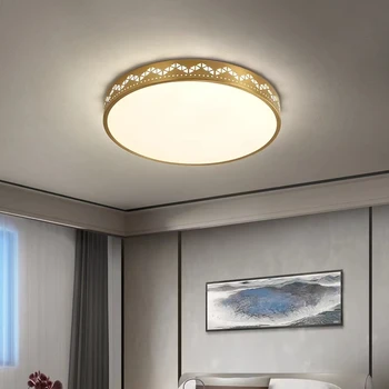 Медные потолочные светильники, современные светодиодные круглые потолочные светильники для гостиной, спальни, балкона, светильники для домашнего декора в скандинавском стиле