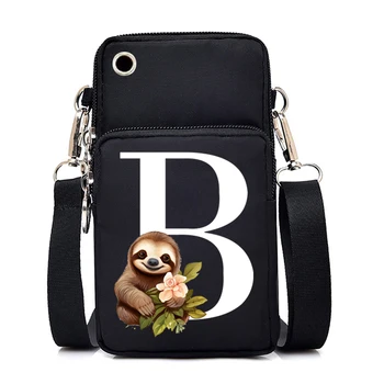 Кавайная графическая сумка для мобильного телефона Cute Sloth Alphabet Женская сумка для мобильного телефона Маленькие сумки через плечо Маленький кошелек Цветы Женские