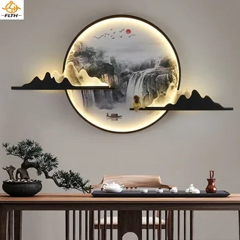 Светодиодные китайские настенные светильники с картинками, современное креативное бра для помещений с выключателем, декор для гостиной, коридора, Настенный светильник для картин