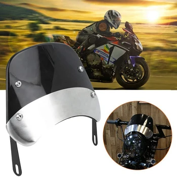 Винтажное лобовое стекло мотоцикла, ветрозащитный экран, универсальная модификация для круглых фар диаметром 5-7 дюймов
