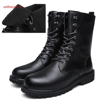 Мотоциклетные ботинки большого размера, мужская зимняя обувь, теплые водонепроницаемые мужские кожаные ботинки, Ковбойские тактические ботинки, мужская повседневная обувь