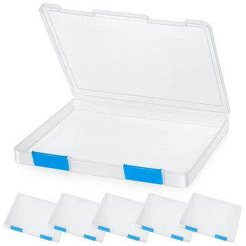 6 Шт. Прозрачная коробка для файлов формата А4, Пластиковый ящик для хранения документов, Футляр, Картонные контейнеры, Защита для журналов, Держатель для файлов с пряжкой, прочный