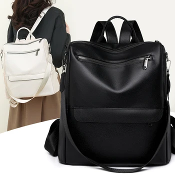 XZAN Рюкзак большой емкости, кошельки, высококачественная кожаная женская винтажная сумка, школьные сумки, дорожный рюкзак, Женская сумка для книг, рюкзак