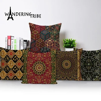 Винтажный чехол для подушки, геометрическая наволочка в стиле джунглей, декоративная подушка в богемном стиле, льняные подушки для дивана, 45x45 наволочек